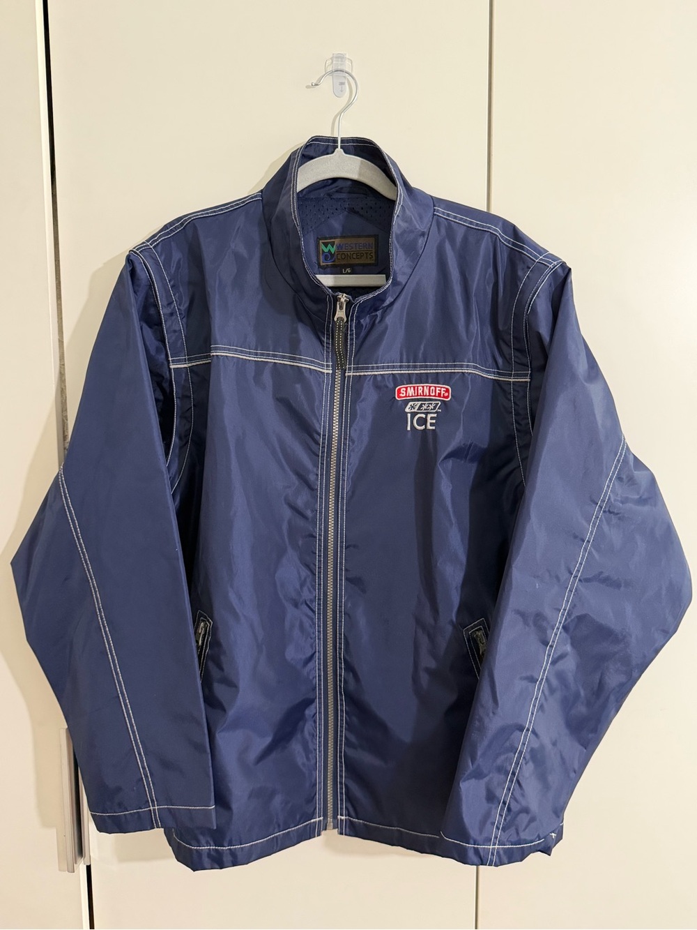 Smirnoff Ice Branded Men's Navy Windbreaker with detachable sleeves - large